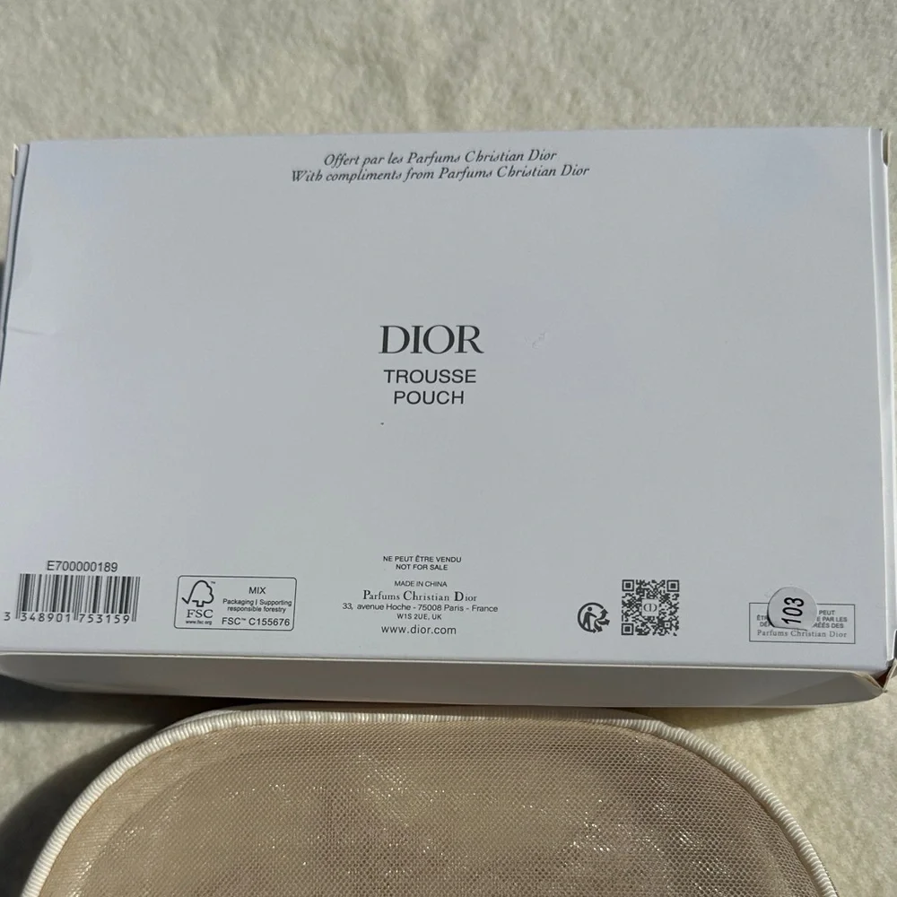 Dior GWP Floral Embroidered Beige Cosmetic Bag